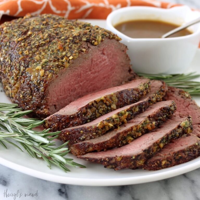 Herb Crusted Sirloin Tip Roast with Fennel Brown Gravy Recipe