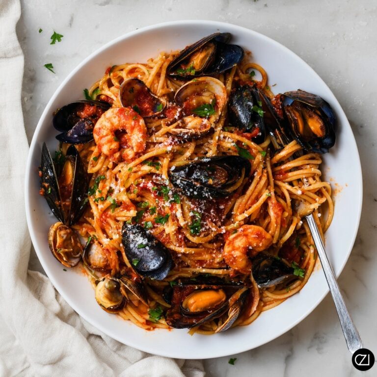 Simple Mixed Seafood Tomato Marinara Pasta Recipe